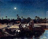 Jean Baptiste Paul Lazerges An Arab Encampment By Moonlight painting